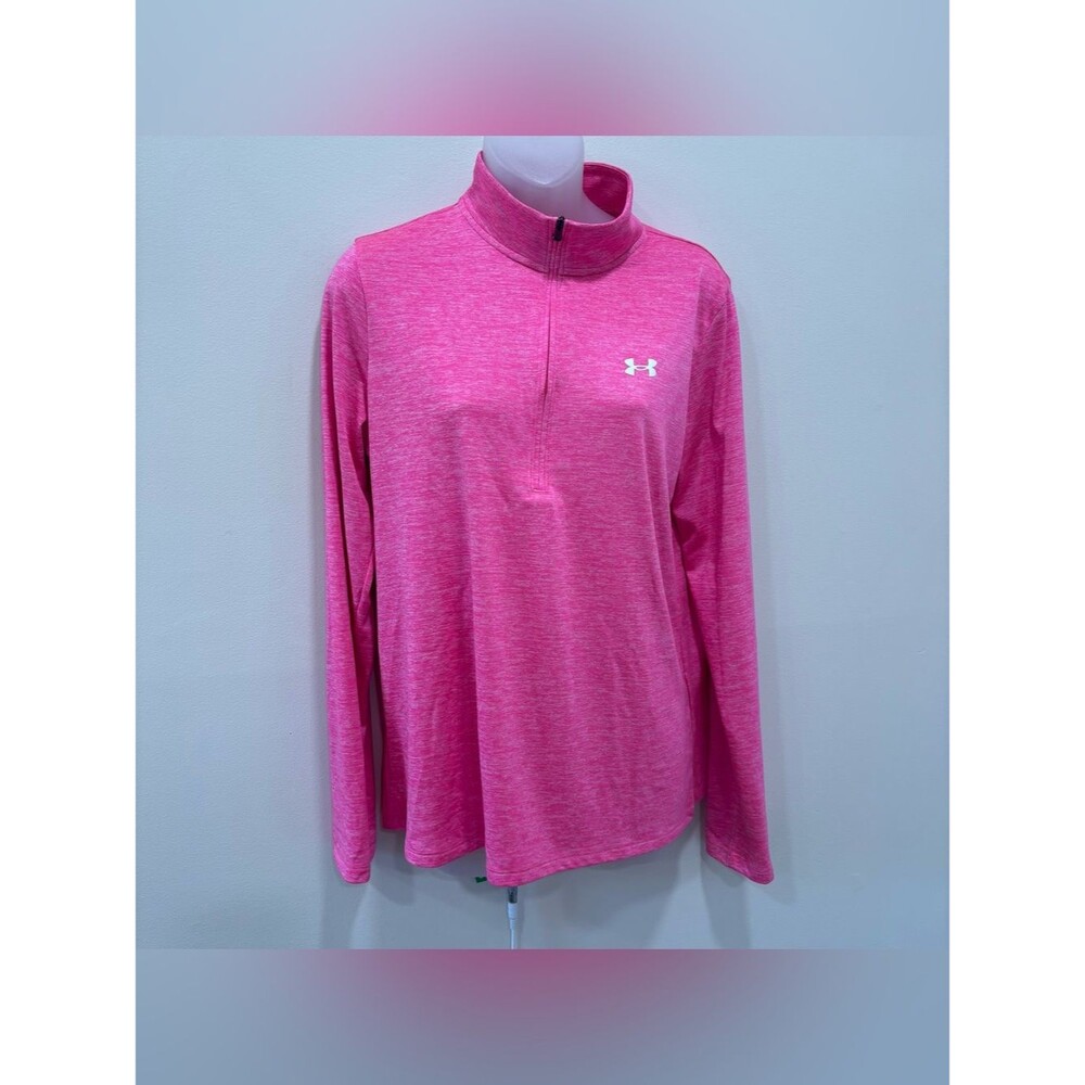 Under Armour Hot Pink Heather Quarter-Zip Performance Top loose fit medium